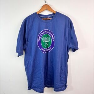 Wimbledon The Championships Tennis Graphic Tee Blue Men's Large XXL Tag